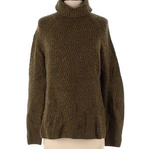 Madewell Knit Oversized Turtleneck Sweater in Olive Green